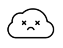 Sad cloud icon with crossed-out eyes, representing a temporary server error